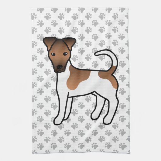Wit- en lichtbruine Smooth Fox Terrier Schattige C Theedoek (Verticaal)