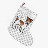 Wit- en lichtbruine Wire Fox Terrier Cute Hond & N Grote Kerstsok (Voorkant (Hangend))