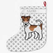 Wit- en lichtbruine Wire Fox Terrier Cute Hond & N Grote Kerstsok (Achterkant)