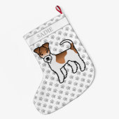 Wit- en lichtbruine Wire Fox Terrier Cute Hond & N Grote Kerstsok (Achterkant (Hangend))