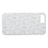Wit en lichtgrijs  paisley patroon Case-Mate iPhone case (Achterkant (Horizontaal))