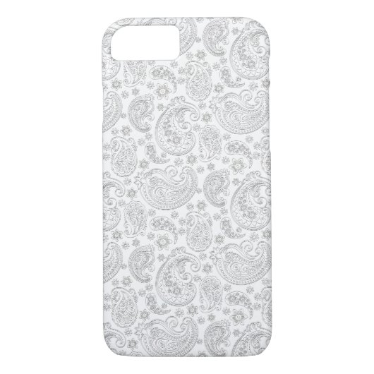 Wit en lichtgrijs  paisley patroon Case-Mate iPhone case (Achterkant)