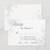 Wit en lichtgrijs RSVP met menukeuze Kaartje (Voorkant / Achterkant)