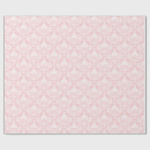 Wit en lichtroze vintage bloemendamaskerpatroon cadeaupapier (Vlak)