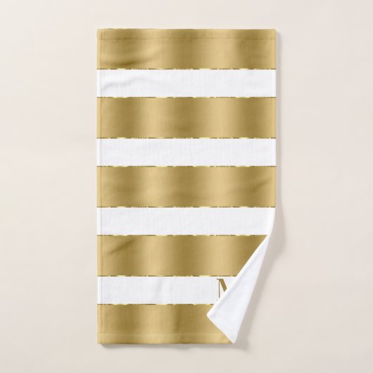 Wit en luxe gouden strepen patroon bad handdoek (Handdoek)