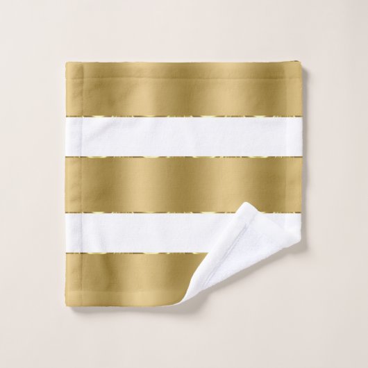 Wit en luxe gouden strepen patroon bad handdoek (Wasdoekje)