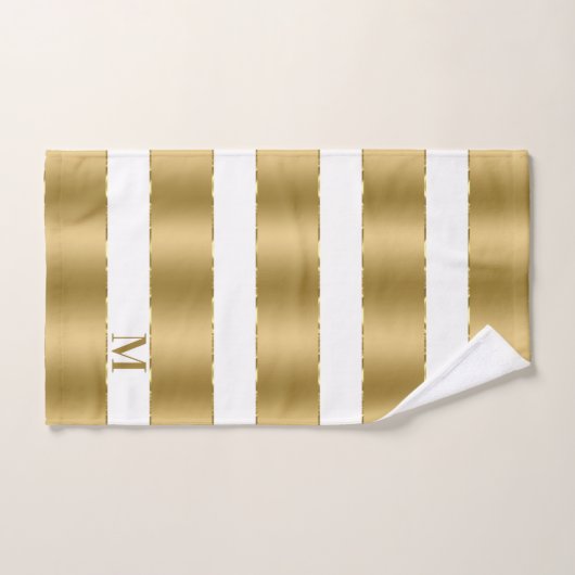Wit en luxe gouden strepen patroon bad handdoek (Handdoek)