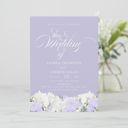 Wit en maagdenpalm | Romantische bloem bruiloft Kaart (Staand voorkant)