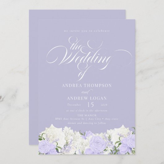 Wit en maagdenpalm | Romantische bloem bruiloft Kaart (Voorkant / Achterkant)