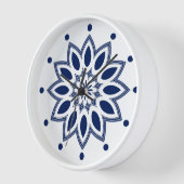 Wit en marineblauw abstract bloemmotief (Hoek)