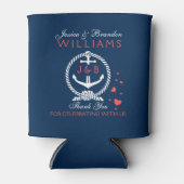 Wit en marineblauw autisch anker blikjeskoeler (Voorkant)