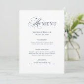 Wit en marineblauw bruiloft | Klassieke luxe Menu (Staand voorkant)