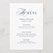 Wit en marineblauw bruiloft | Klassieke luxe Menu (Voorkant)