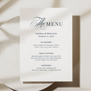 Wit en marineblauw bruiloft Klassieke luxe Menu