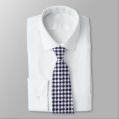 Wit en marineblauw houndstooth  stropdas (Gebonden)