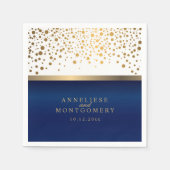 Wit en marineblauw met gouden Confetti Stippen Servetten (Voorkant)