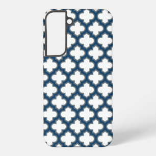 Wit en marineblauw traliewerk, rooster, vierpas samsung galaxy hoesje