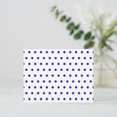 Wit en marineblauwe polka stippen briefkaart (Staand voorkant)