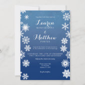 Wit en marinewintersnowflake bruiloft kaart (Voorkant)