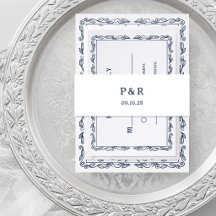 Wit en Middennachtblauw | Eenvoudig Monogram