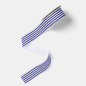 Wit en middernachtblauwe streep grosgrain lint (Achterkant)