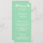 Wit en Mint Green Butterflies Weddenschap Menu (Voorkant / Achterkant)