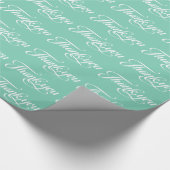 Wit en mint-groen dank u patroon cadeaupapier (Hoek)
