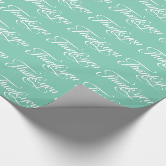 Wit en mint-groen dank u patroon cadeaupapier (Hoek)