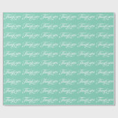 Wit en mint-groen dank u patroon cadeaupapier (Vlak)