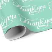 Wit en mint-groen dank u patroon cadeaupapier (Rol Hoek)