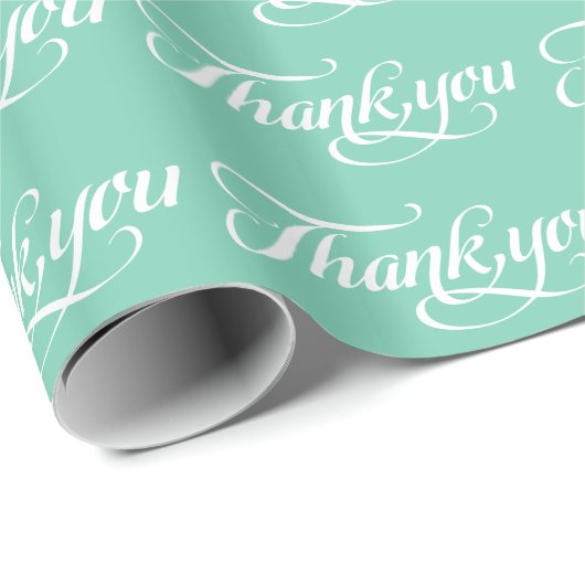 Wit en mint-groen dank u patroon cadeaupapier (Rol Hoek)