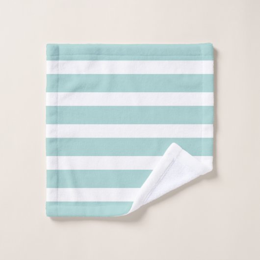 Wit en muntgroen streepjespatroon bad handdoek (Wasdoekje)