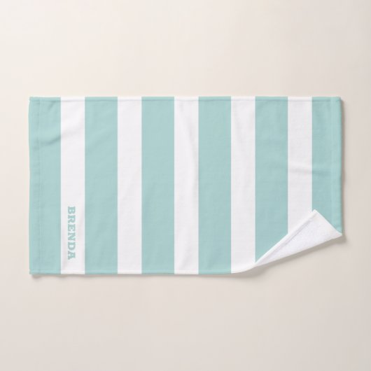 Wit en muntgroen streepjespatroon bad handdoek (Handdoek)