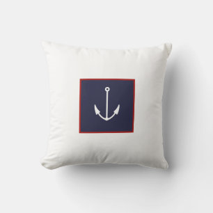 Wit en Navy Blue Anker Sierkussen