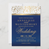Wit en Navy Blue met gouden Stippen - Uitnodiging (Voorkant)