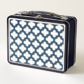 Wit en Navy Blue Trellis, Lattice, Quatrefoil (Voorkant)