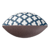 Wit en Navy Blue Trellis, Lattice, Quatrefoil American Football (Gedraaid 90)