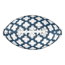 Wit en Navy Blue Trellis, Lattice, Quatrefoil American Football