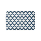 Wit en Navy Blue Trellis, Lattice, Quatrefoil Badmat (Voorkant)