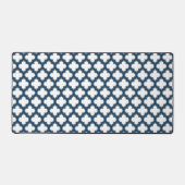 Wit en Navy Blue Trellis, Lattice, Quatrefoil Bureaumat (Voorkant)