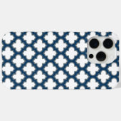 Wit en Navy Blue Trellis, Lattice, Quatrefoil Case-Mate iPhone Case (Achterkant (horizontaal))