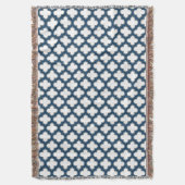 Wit en Navy Blue Trellis, Lattice, Quatrefoil Deken (Voorkant Verticaal)