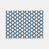 Wit en Navy Blue Trellis, Lattice, Quatrefoil Fleece Deken (Voorkant (Horizontaal))