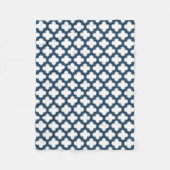 Wit en Navy Blue Trellis, Lattice, Quatrefoil Fleece Deken (Voorkant)