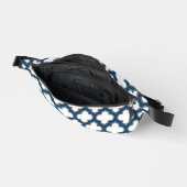 Wit en Navy Blue Trellis, Lattice, Quatrefoil Heuptasje (Open)