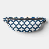 Wit en Navy Blue Trellis, Lattice, Quatrefoil Heuptasje (Liggend)