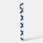 Wit en Navy Blue Trellis, Lattice, Quatrefoil iPhone Hoesje (Linkerkant)