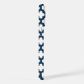 Wit en Navy Blue Trellis, Lattice, Quatrefoil iPhone Hoesje (Rechterkant)