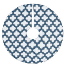 Wit en Navy Blue Trellis, Lattice, Quatrefoil