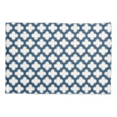 Wit en Navy Blue Trellis, Lattice, Quatrefoil Kussensloop (Achterkant)